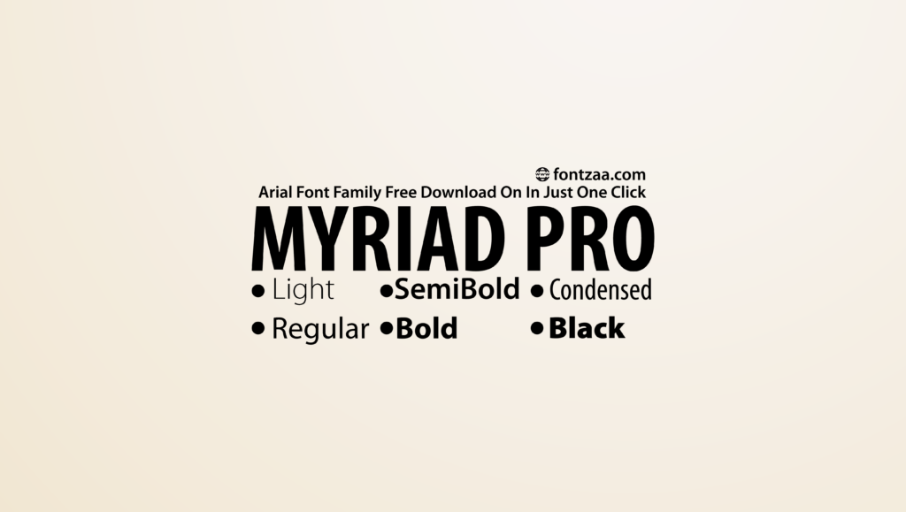 Deltage Drik indre Myriad Pro Font - Fontzaa - Fonts Free Download